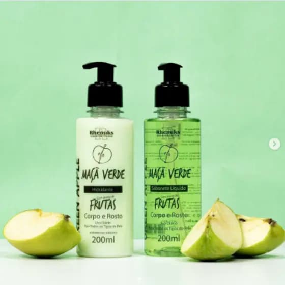 Kit Cuidado Rosto E Corpo Hidratante + Sabonete Líquido Maçã Verde 200ml Cada