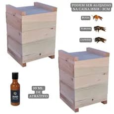 KIT 2 Caixas Inpa Abelhas Sem Ferrão 18x18 + Atrativo 50 ML
