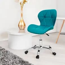 Cadeira Office Eiffel Slim Base Giratória Turquesa