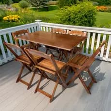 Conjunto Mesa +  6 Cadeiras Dobráveis de MDF 120x70 Jardim Promoção
