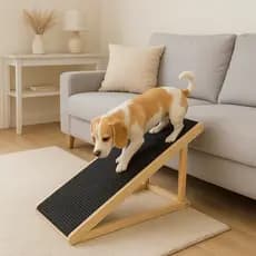 Rampa Pet Antiderrapante Para Cama Sofá Ajustável Regulável Madeira Maciça Gato Cachorro DkadiDecor