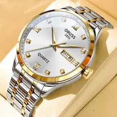 ORUSS Original Macho / Fêmea Calendário Duplo Aço Inoxidável Calendário Duplo à prova d'água Relógio Luminoso de Luxo