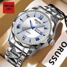 ORUSS Original Masculino Aço Inoxidável Calendário Duplo Luxo Luminoso Relógio À Prova D 'Água Negócios Moda Versão Core