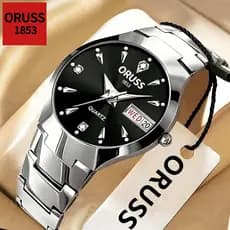 ORUSS Marca Original Masculino Calendário Duplo Luminoso À Prova D 'Água Luxo Moda Relógio de Aço Inoxidável Versão Core