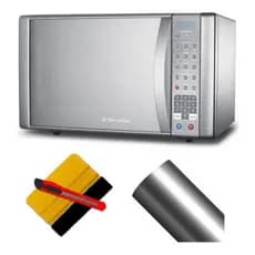 Kit Adesivo Envelopamento Prata Inox Micro-ondas 1mx61cm