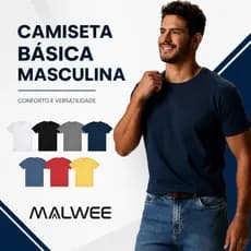 Camiseta Basica Masculina 100% Algodão Malwee Original Uniforme
