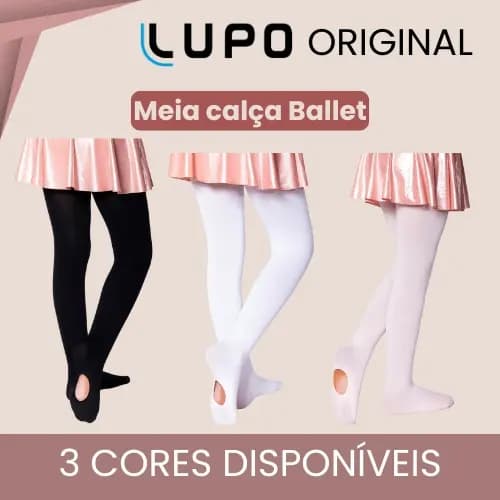 Meia Calça Lupo Infantil Fio 60 Ballet Com Abertura Modelo Conversível Não Desfia Escola