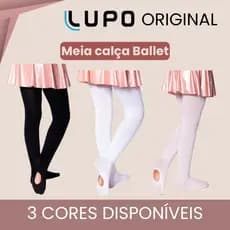 Meia Calça Lupo Infantil Fio 60 Ballet Com Abertura Modelo Conversível Não Desfia Escola