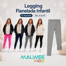 Legging Flanelada Infantil Malwee Peluciada Inverno Uniforme Escola Conforto Quentinha