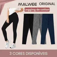 Calça Legging Academia Feminina Malwee Básica Cotton Adulto Treino Fitness Algodão