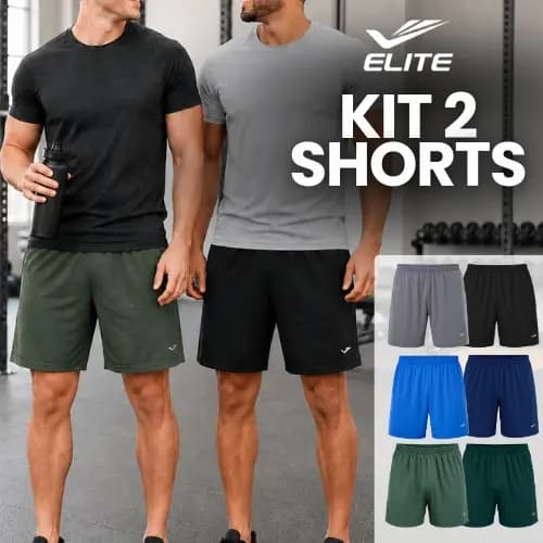 Calção Short Bermuda Futebol Masculina Dry Academia Fit Kit 2 Futebol Elite Presente Dia Dos Pais