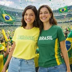 Blusa Brasil Feminina Copa do Mundo 2026 Algodão Seleção