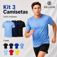 Camiseta Masculina Básica Kit 3 Dry Fit Academia Seca Rápido Treino