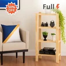 Torre de Madeira em Pinus Natural 75cm 4 Prateleiras Multiuso