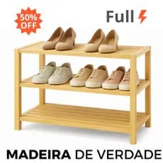 Sapateira de Madeira de Pinus C Prateleiras Acabamento Liso Cor Natural Multiuso