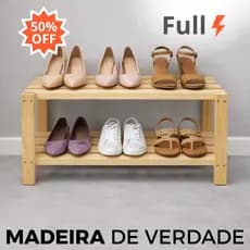 Sapateira Banco para Hall de Entrada Elegante em Madeira de Pinus com 2 Prateleiras