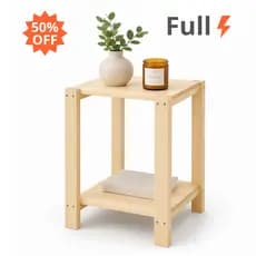 Mesa de Cabeceira Multiuso Madeira Pinus com 2 Prateleiras para Quarto Sala Casal ou Solteiro Palma 50x35cm
