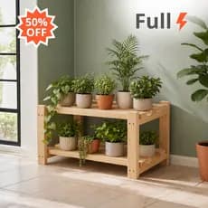 Suporte para Plantas Madeira Pinus 2 Andares Rack Vasos Floreira Prateleira Suculentas Decoração Sala Varanda Jardim