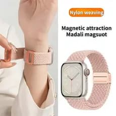 Faixa De Fivela Magnética Para IWatch Série 9 Ultra 8 7 6 5 3 SE Pulseira Trançada De Nylon Smartwatch 49mm 45mm 44mm 42 Mm 40mm 41mm 38mm