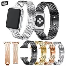 Bandas De Metal Para Apple Watch Série Ultra 2 Banda 10 9 8 7 6 5 SE 46mm 45mm 42mm 44mm Pulseira De Aço Inoxidável 41mm