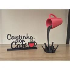 Cantinho do café xícara flutuante + letreiro decoração