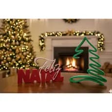 Kit Árvore de Natal 18cm + Letreiro Natal 18cm, moderno luxo decoração sala quarto escritório