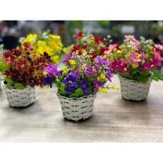 Vaso Arranjos Flor Do Campo Artificial  c /vaso, argila, musgo Ideal para decorações de mesa, banheiro