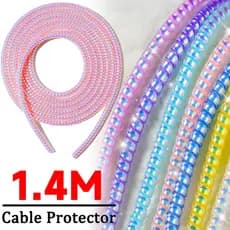 Mola de proteção Para Cabo Enrola Cabo de Carregador 140cm Pérola Fone Ouvido Proteção Organizador