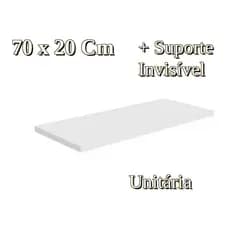 1 Prateleira Lisa Mdf 15mm Branco 70x20 Cm Com Suporte Invisível e Bucha
