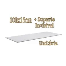1 Prateleira Lisa Mdf 15mm Branco 100x15 Cm Com Suporte Invisível e Bucha