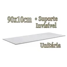1 Prateleira Lisa Mdf 15mm Branco 90x10 Cm Com Suporte Invisível e Bucha