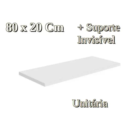 1 Prateleira Lisa Mdf 15mm Branco 80x20 Cm Com Suporte Invisível e Bucha
