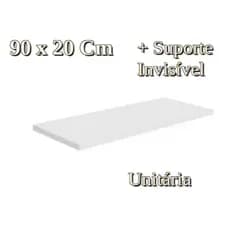 1 Prateleira Lisa Mdf 15mm Branco 90x20 cm Com Suporte Invisível e Bucha