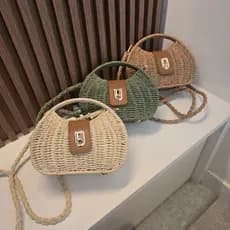 Bolsa Praiana De Palha Alca Transversai De Ombro Regulavei