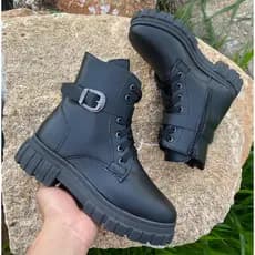 Bota Cano Curto Coturno  Cano Medio Tratorado  Moda blogueira