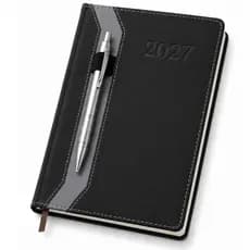 Agenda Executiva Ano 2027 Planner Diário Anual Feminina Masculina Capa Dura Couro Sintético Acompanha Caneta