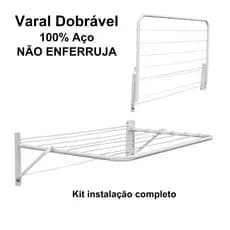 Varal Retrátil Dobrável De Parede Não Enferruja Apartamento