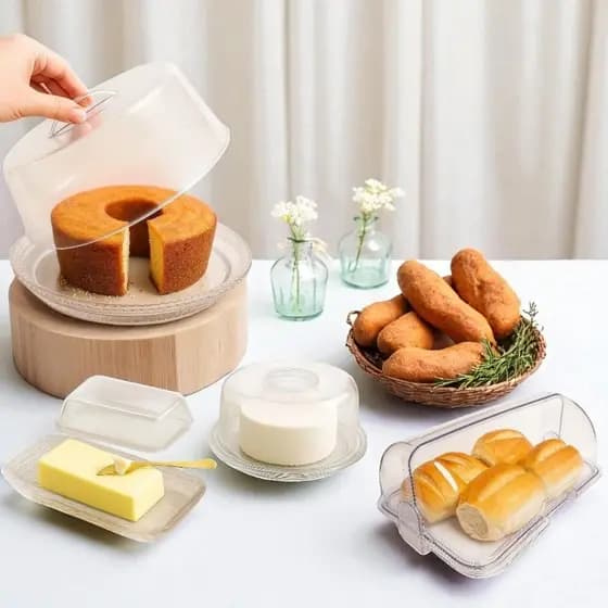 KIT Conjuntos Mesa Posta Café da Manhã Porta Pão, Forma,  Porta Bolo, Leite, Queijeira, Manteigueira