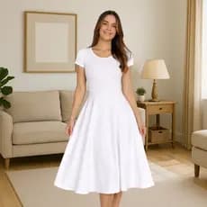 Vestido Feminino Midi Godê Manguinha Curta Moda Evangélica Elegante Social Tendência Congresso
