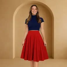 Saia Feminina Godê Midi Rodada Moda Evangélica Elegante Casual Social Tendência Igreja Congresso