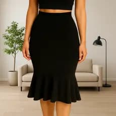 Saia Midi Sino Babado Peplum Congresso Moda Cristã Modesta Anarruga Canelado