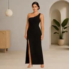 Vestido Feminino Longo Mula Manca Alça Fenda Frontal Moda Festa Elegante Estilo Tendência Verão