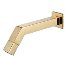 Torneira Banheiro Quadrada Luxo Curva Baixa Parede 1/4 Volta Acabamento Brilhante Cor Dourado