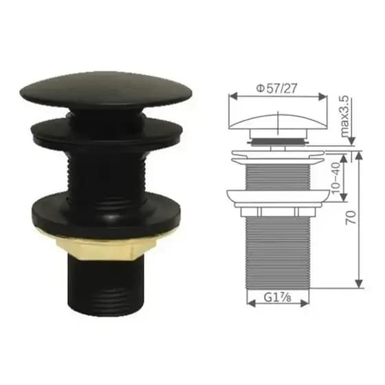 Deckcasa Válvula de escoamento para lavatório 7/8" preto fosco