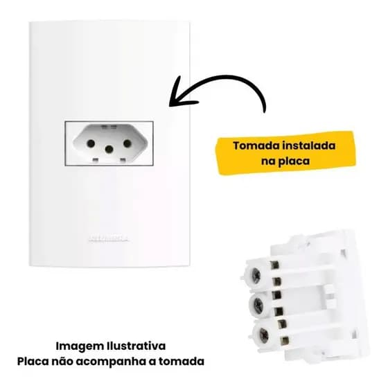 Kit Alumbra Bianco Pro Br: 1 Módulo Tomada 10a 85019 + 1 Placa 4x2 P/ 1 Módulo / Suporte 85000