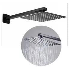 Ducha Preta Inox Chuveiro slim 20X20cm e Cano Quadrada Fosco 12041B
