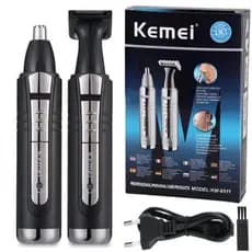 Máquina Acabamento Barba Cabelo Tirar Pelos Nariz Orelha 2 em 1 Kemei Original km-6511