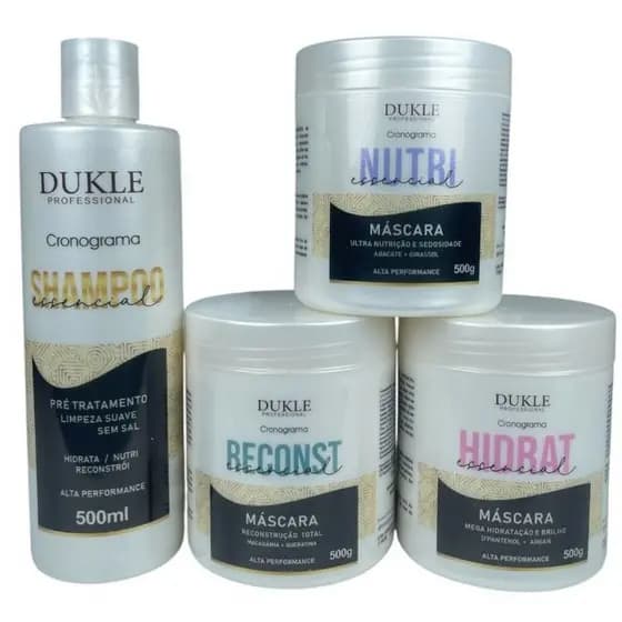 Kit Cronograma Capilar Nutrição Hidratação Dukle Professional 4 Passos