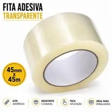 Fita Adesiva Transparente 45mm x 45m Para Embalagem Caixa Envio Mudança