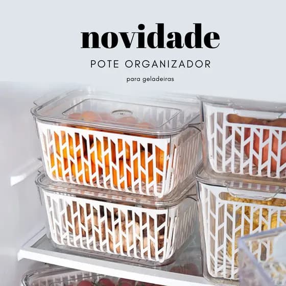 Pote Organizador Para Geladeira Conservador de Alimentos e Com Cesto Para Higienizar os Alimentos